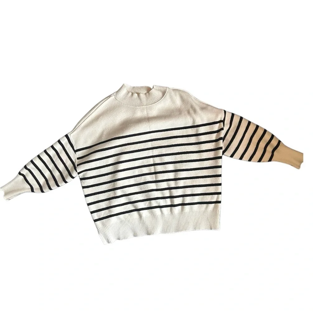 ZESICA Long Sleeve Crew Neck Side Slit Oversized Ribbed‎ Knit Pullover Sweater M